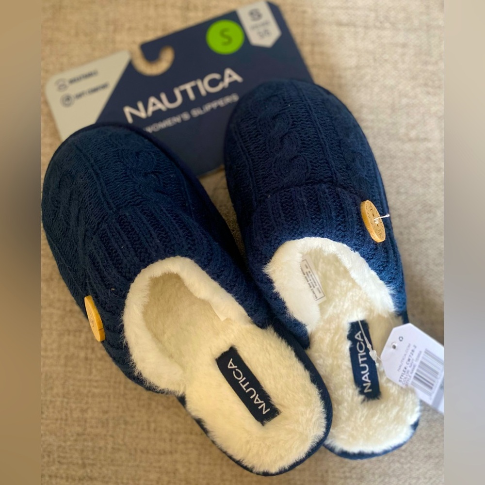 NWT Terra Cable Knit Slippers Navy Women’s Size Small 5-6 - Picture 8 of 8